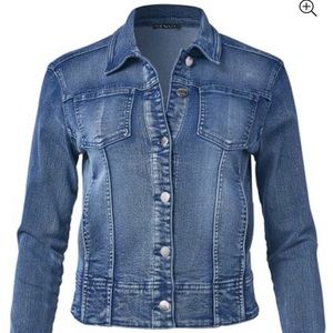 Venus Blue Long Sleeve Collared Denim Front
Pockets Jean Jacket Size Large